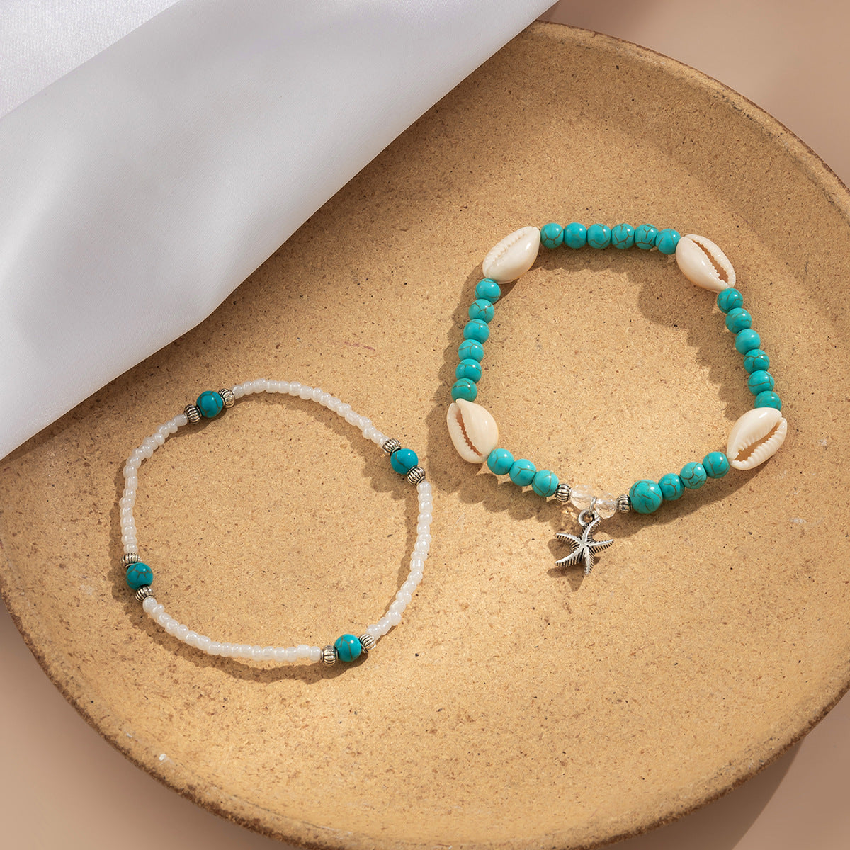 boho starlight – mehrlagiges perlen-fußkettchen im ethno-stil - lunastein - schmuck