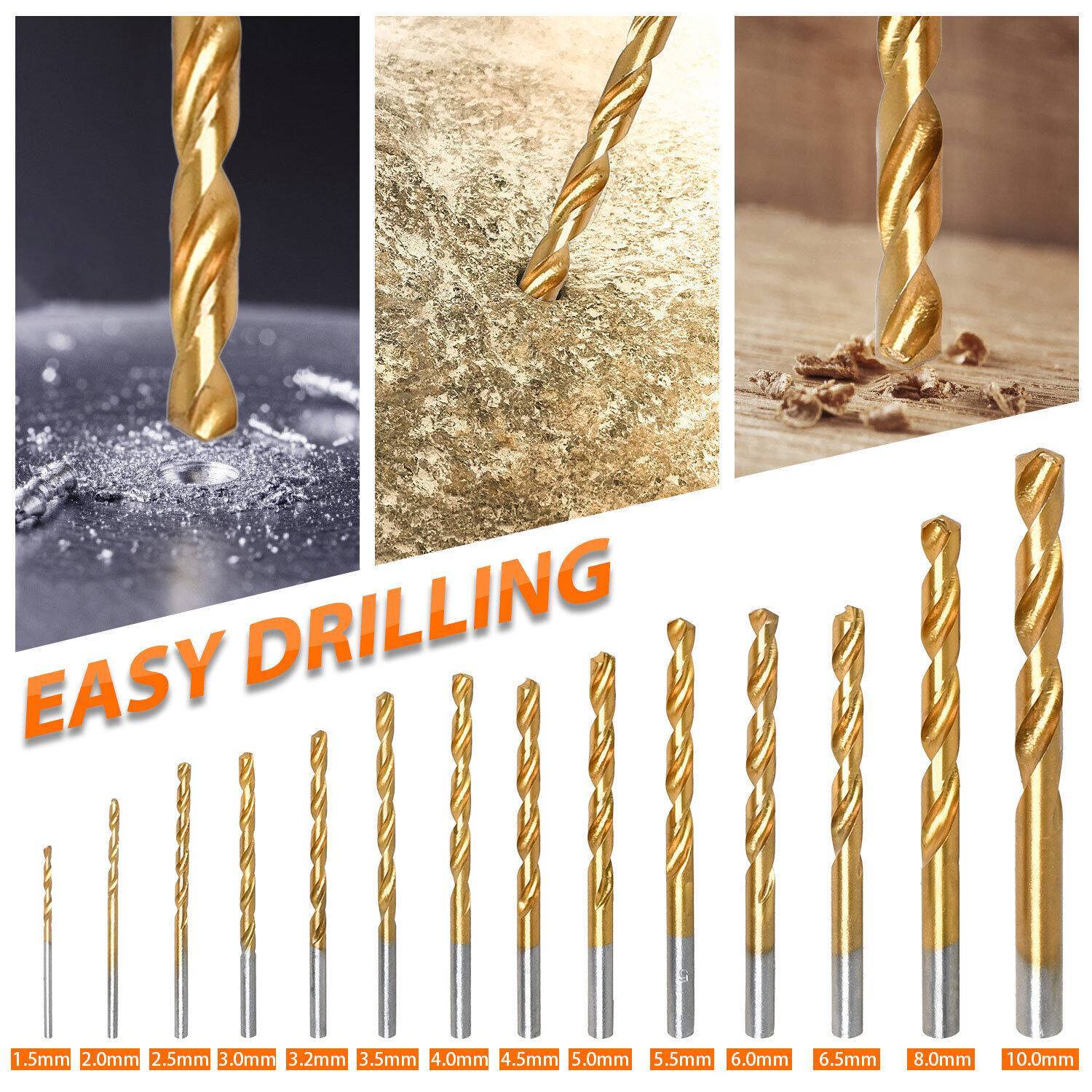 99X Titan HSS Spiralbohrer Stahl Bohrer Satz Werkzeug Set Metallbohrer 1.5-10mm Love Local Jewelry