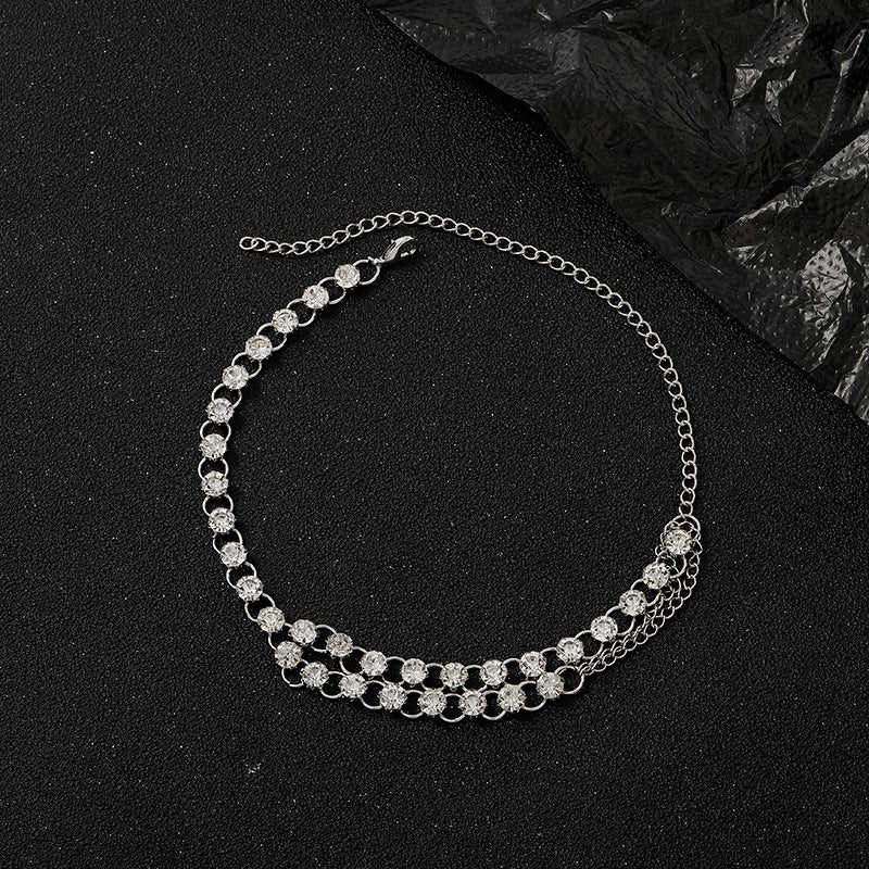 shinesteps – fußkettchen mit kristall-gliedern in silberoptik - lunastein - schmuck