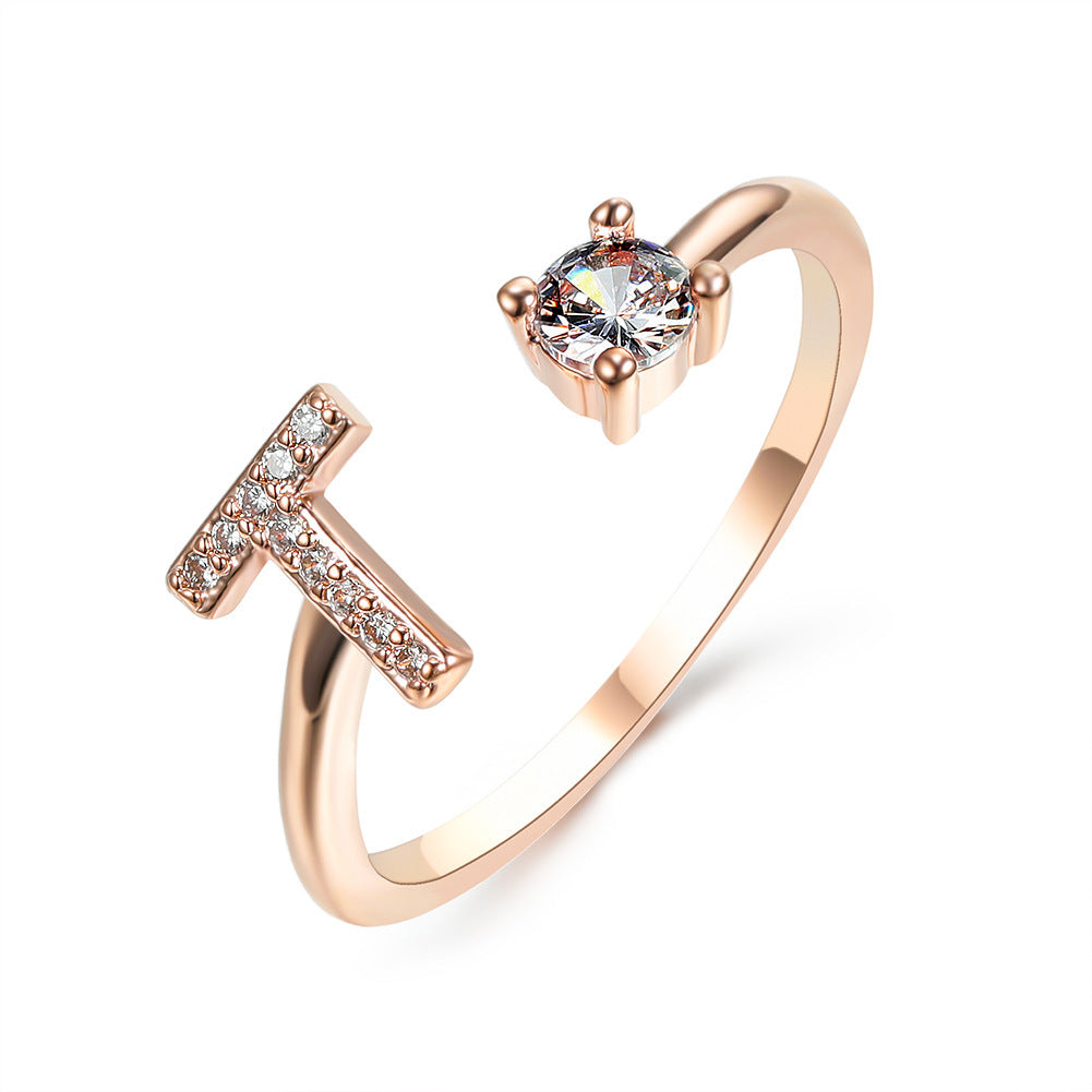 love letter – verstellbarer initialen-ring mit zirkonia in gold, silber oder roségold - lunastein