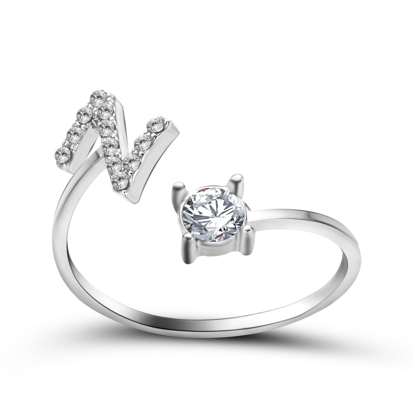 love letter – verstellbarer initialen-ring mit zirkonia in gold, silber oder roségold - lunastein