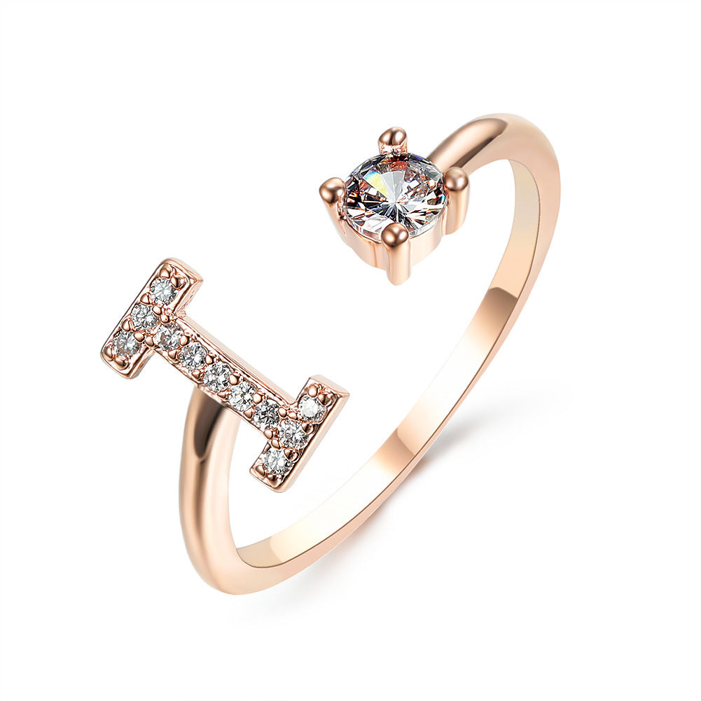 love letter – verstellbarer initialen-ring mit zirkonia in gold, silber oder roségold - lunastein