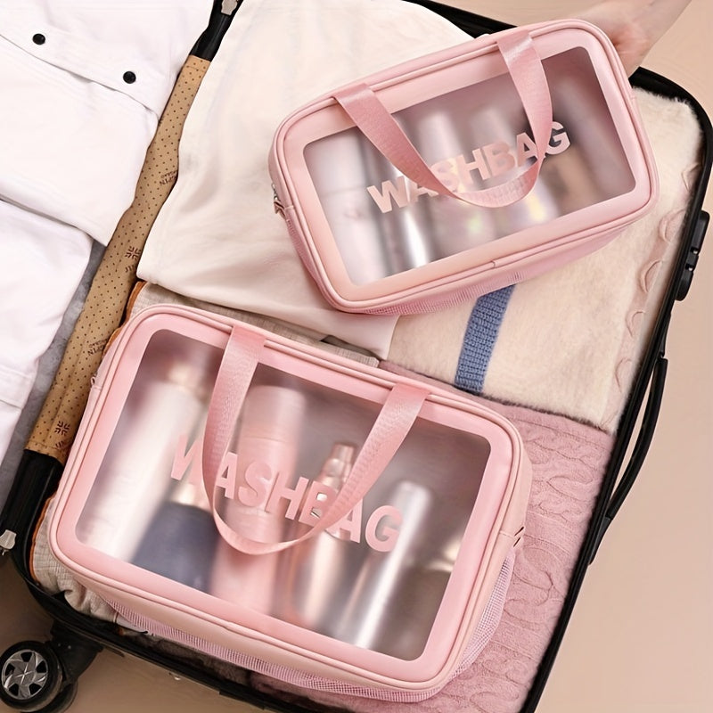 fashionable travel makeup bag with pvc lining, letter design handbag perfect for gym, business, or travel schmuckneu
