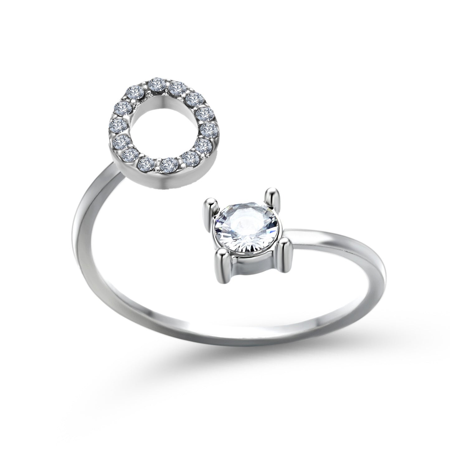 love letter – verstellbarer initialen-ring mit zirkonia in gold, silber oder roségold - lunastein