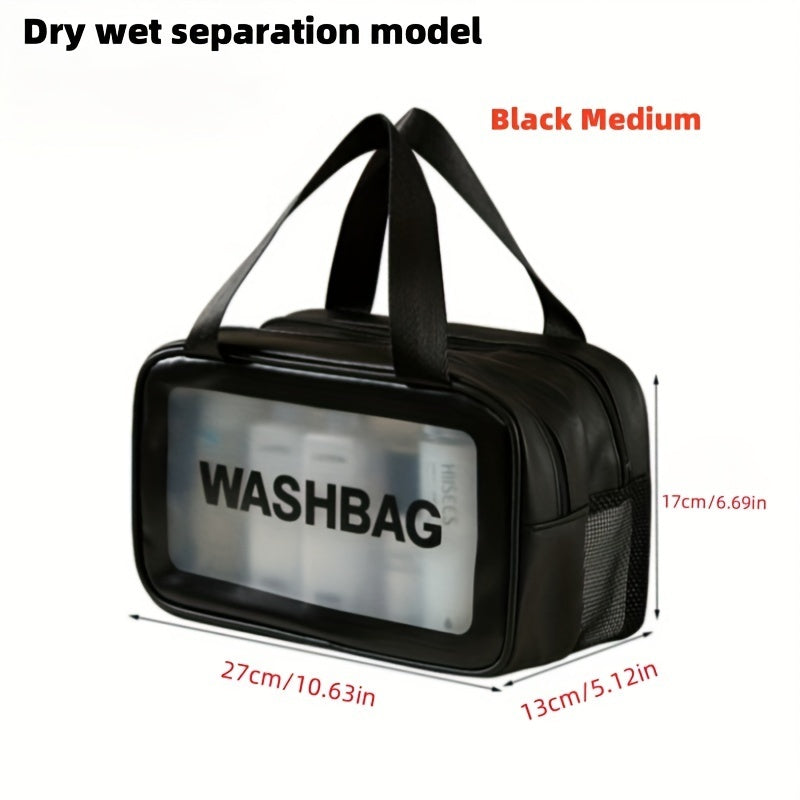 fashionable travel makeup bag with pvc lining, letter design handbag perfect for gym, business, or travel schmuckneu
