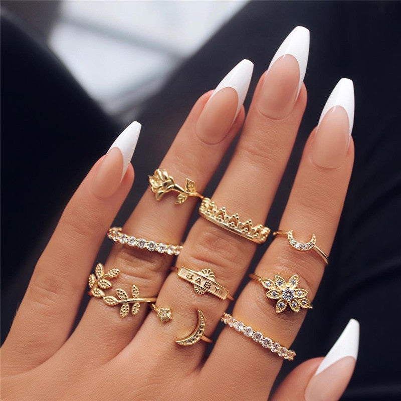retro women's joint ring ring set - lunastein