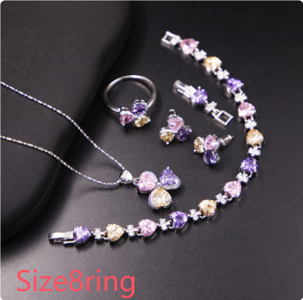 clover zircon diamond jewellery set women - lunastein