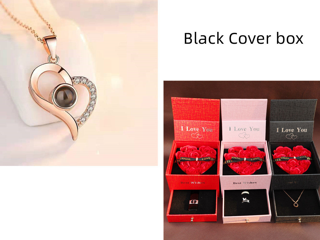 hot valentine's day gifts metal rose jewelry gift box necklace for wedding girlfriend necklace gifts schmuckneu