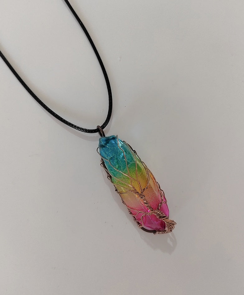 hot selling stone crystal pillar tree of life pendant ins fashion necklace schmuckneu