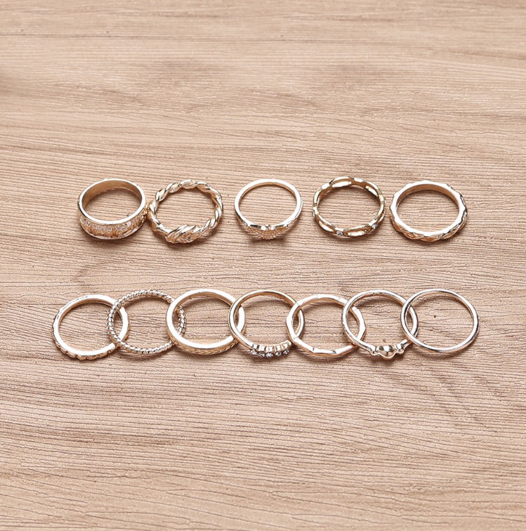 solstice shine – verschiedene ring-sets in goldoptik mit kristallbesatz - lunastein - schmuck