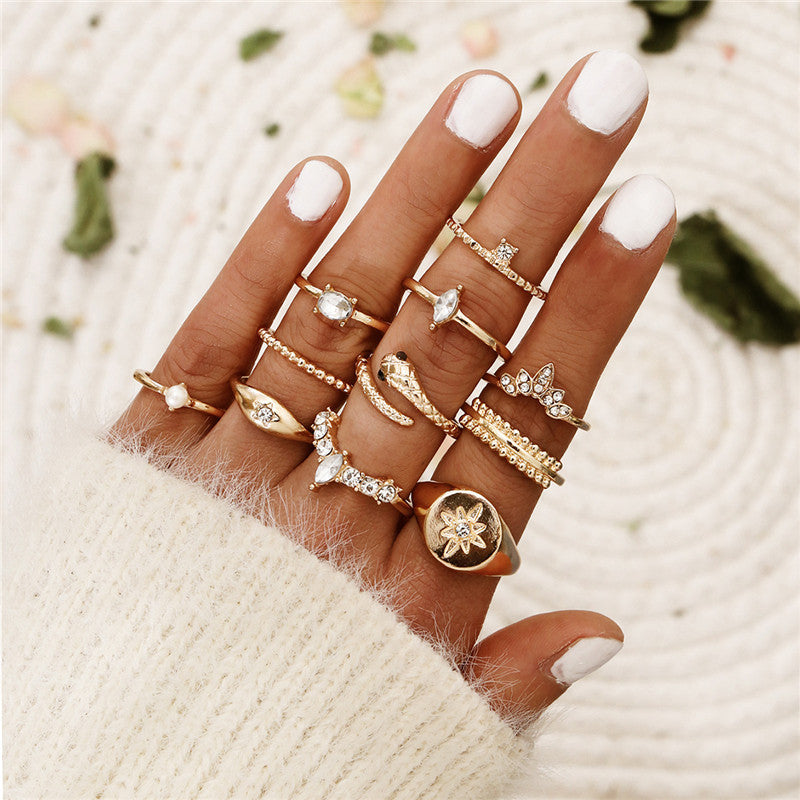 retro women's joint ring ring set - lunastein