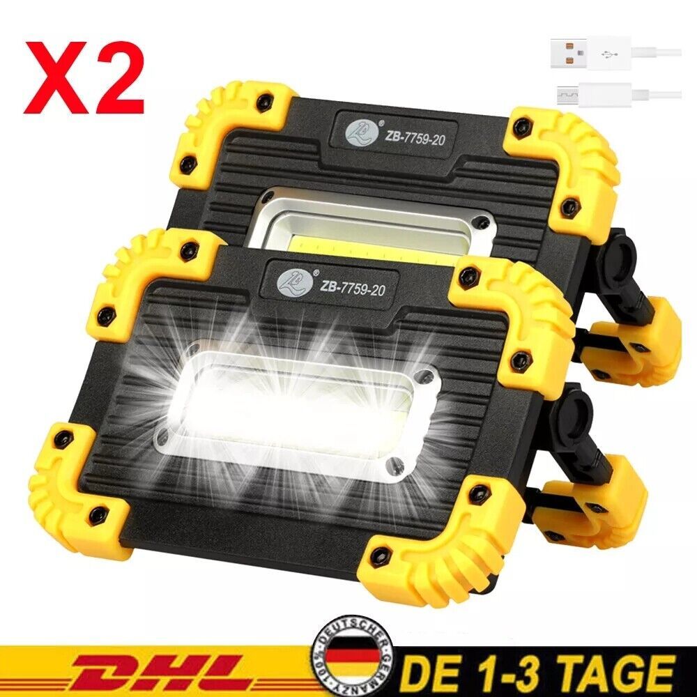 2x30W LED Arbeitsleuchte Akku Aufladbar Baustrahler Flutlicht Werkstattlampe Love Local Jewelry