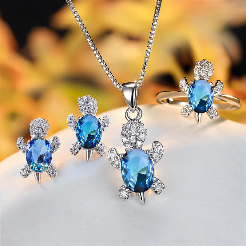 rainbow turtle necklace – schildkröten-kette mit zirkonia in 16 farben - lunastein
