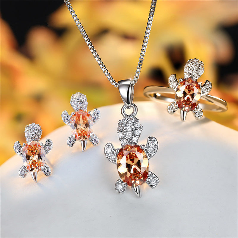 rainbow turtle necklace – schildkröten-kette mit zirkonia in 16 farben - lunastein