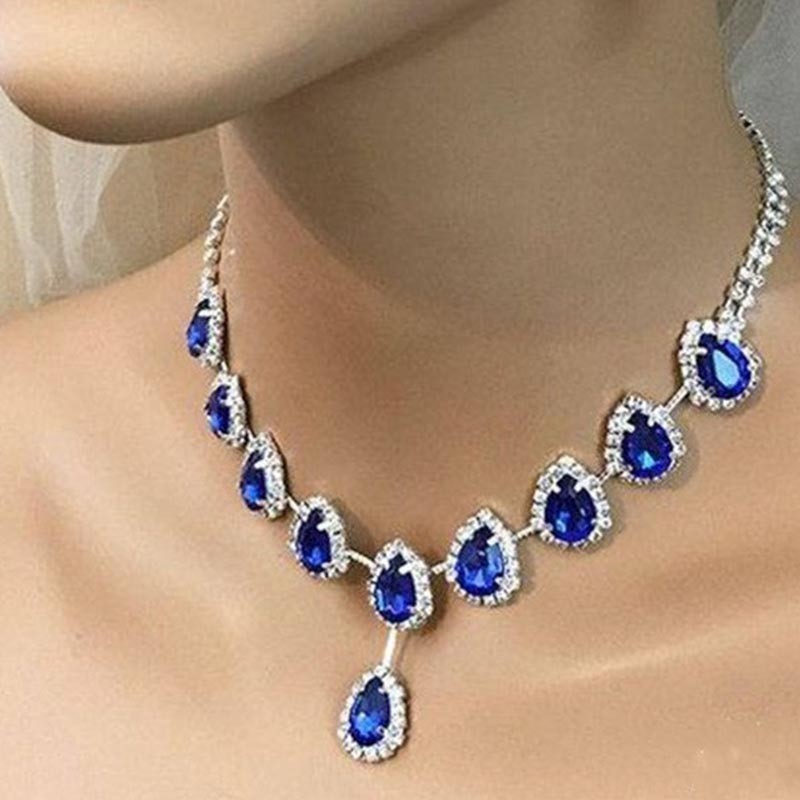 blue zirconia kette – funkelnde damen-halskette mit zirkonia-glanz - lunastein