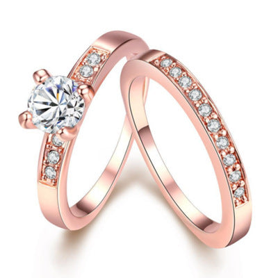 Promise Glow – Roségold-Ring-Set mit funkelnden Zirkonia - Lunastein