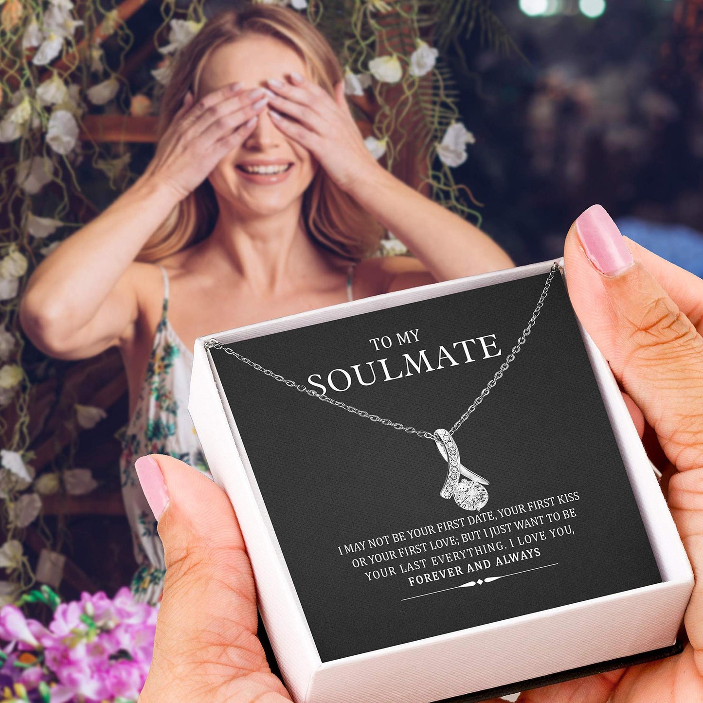 für immer verbunden – soulmate halskette mit zirkonia & geschenkbox - lunastein