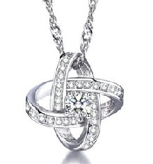 925 sterling silver necklace for women forever heart aaa zircon mosaic necklaces & pendants gift - lunastein