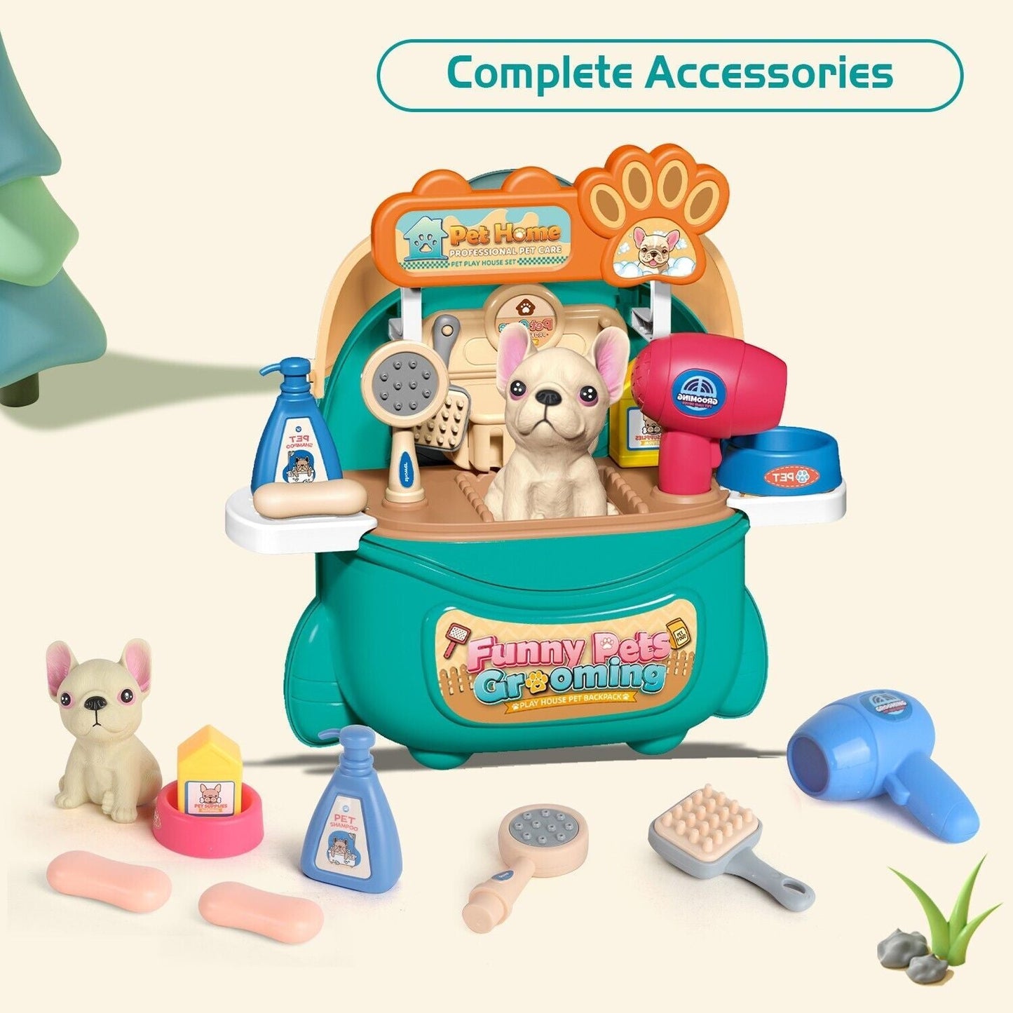 de 2025 new pet dog care play set doctor kit for kids 16 pcs pretend vet grooming toys,logistics is randomly dispatched by dhl,dpd,amazon logistics. love local jewelry