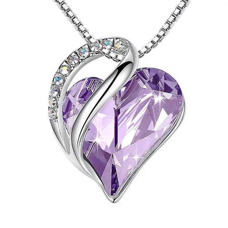 crystal embrace – herz-halskette aus 925er silber mit funkelndem zirkonia in 6 farben - lunastein
