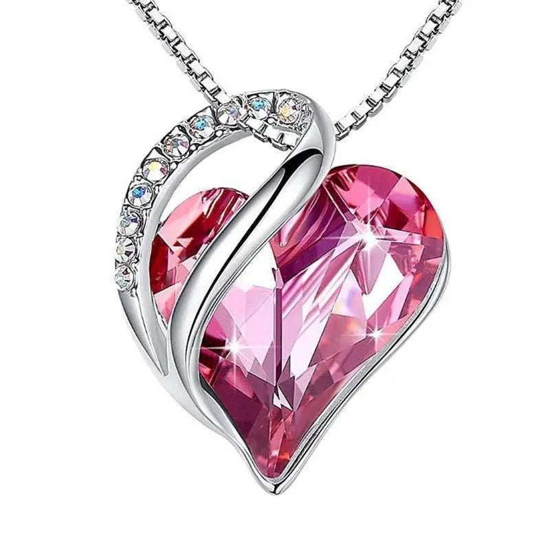 crystal embrace – herz-halskette aus 925er silber mit funkelndem zirkonia in 6 farben - lunastein