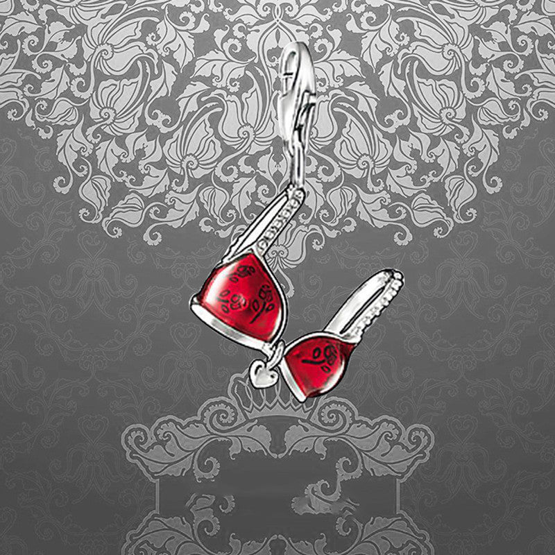 Red Bikini Charm 2025 – Verspielter Anhänger aus 925 Silber mit Emaille - Lunastein
