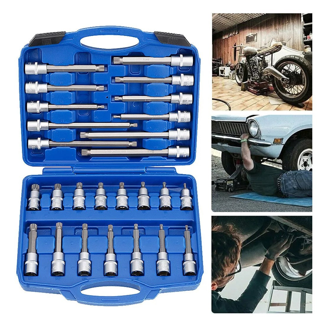 26 pcs internal multi-tooth socket wrench set box nut tool bit box nuts long short