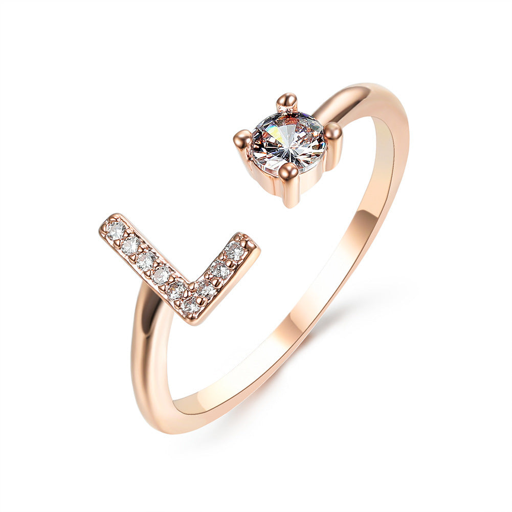 love letter – verstellbarer initialen-ring mit zirkonia in gold, silber oder roségold - lunastein