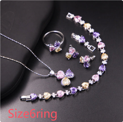 clover zircon diamond jewellery set women - lunastein