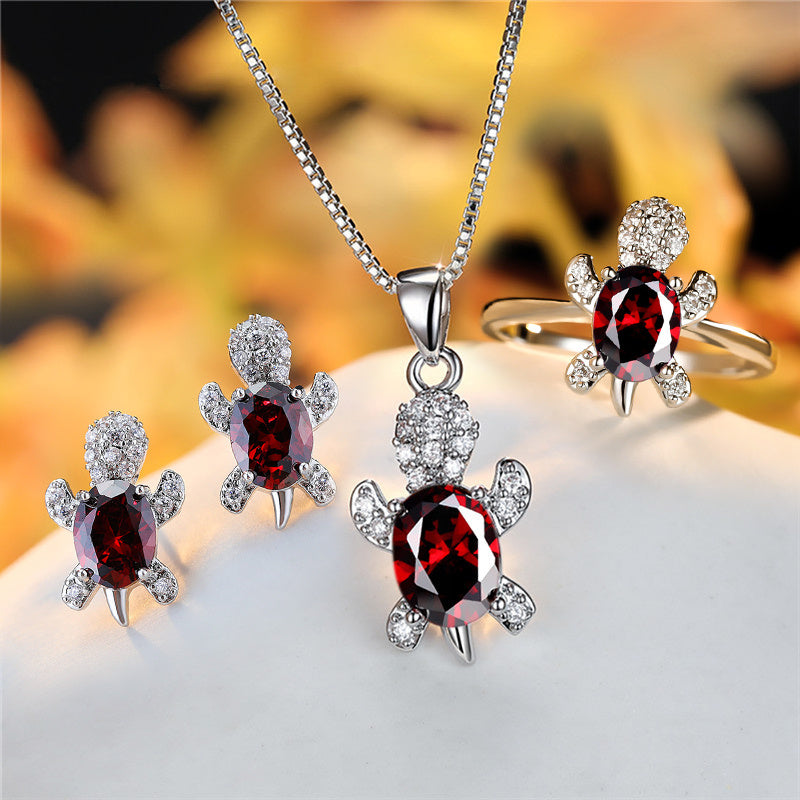 rainbow turtle necklace – schildkröten-kette mit zirkonia in 16 farben - lunastein