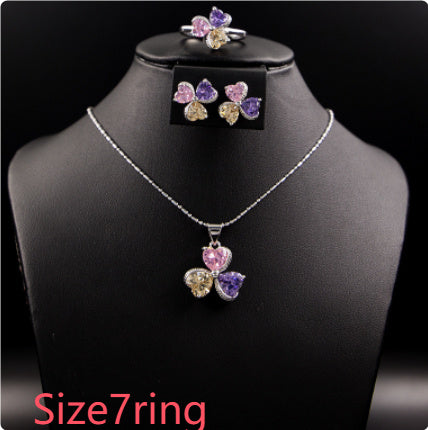 clover zircon diamond jewellery set women - lunastein
