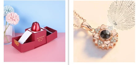 hot valentine's day gifts metal rose jewelry gift box necklace for wedding girlfriend necklace gifts schmuckneu