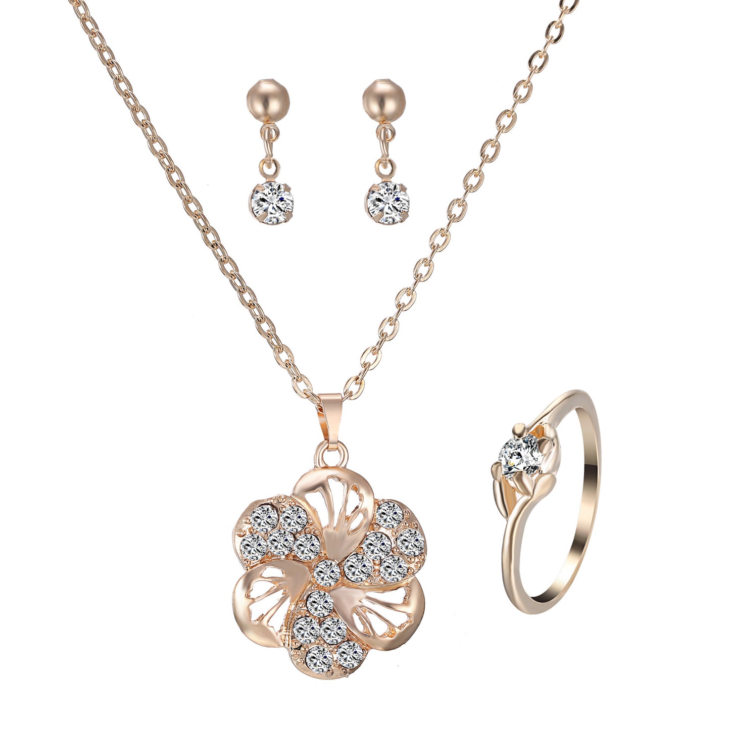 heart pendant jewelry set rhinestone jewellery - lunastein