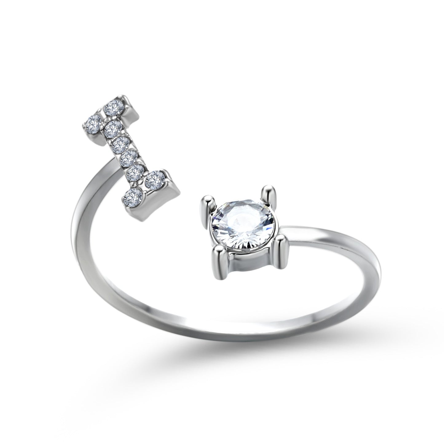 love letter – verstellbarer initialen-ring mit zirkonia in gold, silber oder roségold - lunastein