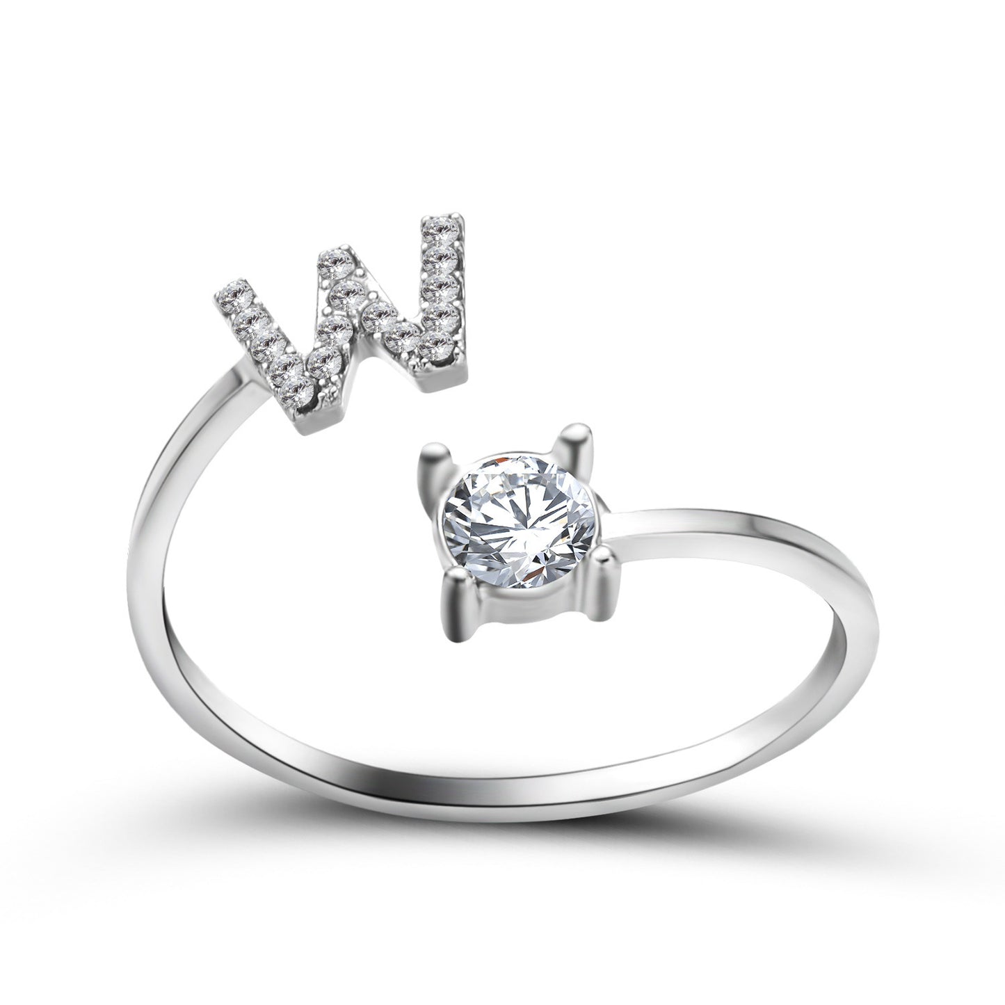love letter – verstellbarer initialen-ring mit zirkonia in gold, silber oder roségold - lunastein