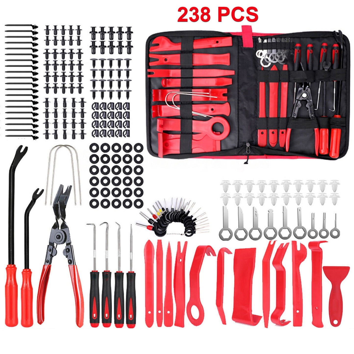 238 x auto demontage werkzeug innen verkleidung montagehebel clipheber zange set