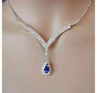blue zirconia kette – funkelnde damen-halskette mit zirkonia-glanz - lunastein