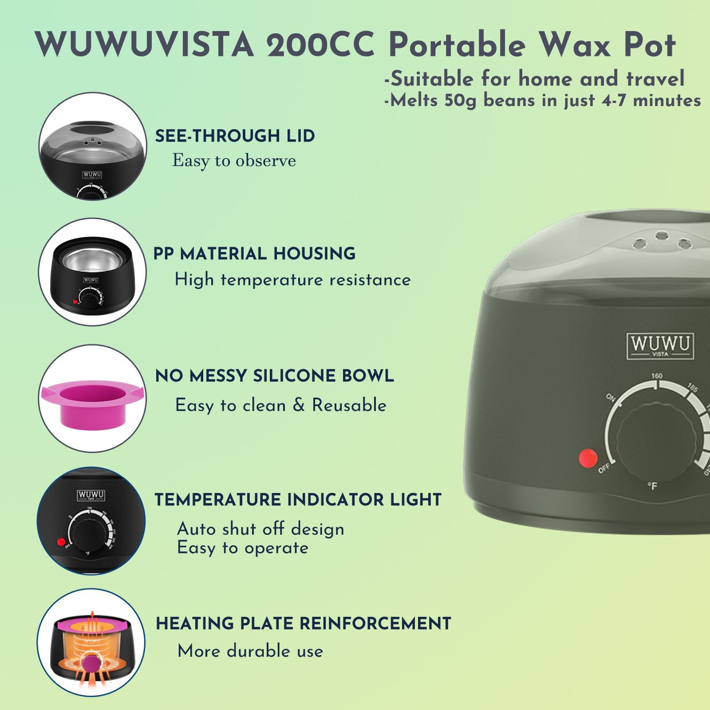 waxing kit 19 items, wuwuvista hair removal wax kit with wax melt warmer waxing beads for face, brazilian, full body, bikini suitable for plugs of american & european specifications schmuckneu