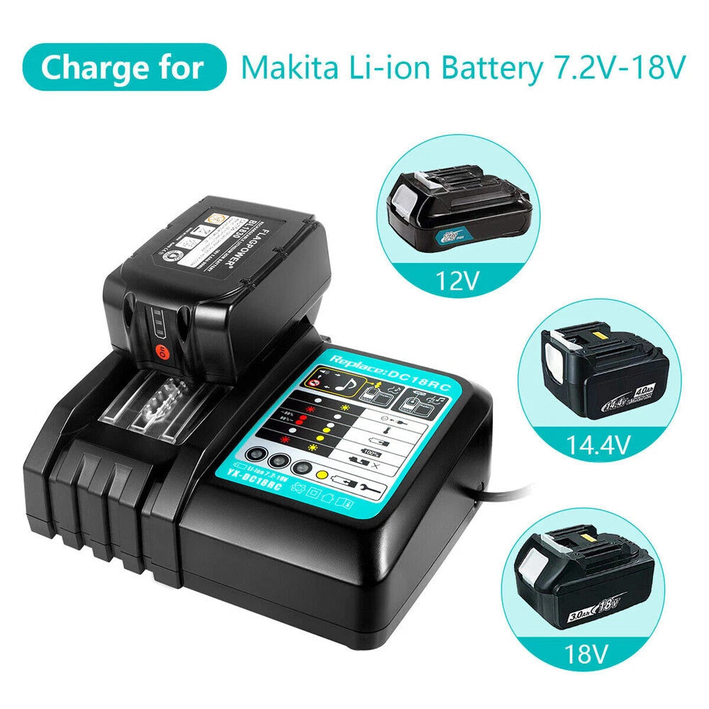 2x 6ah battery for battery 18v bl1860b bl1850b bl1840b bl1830b charger