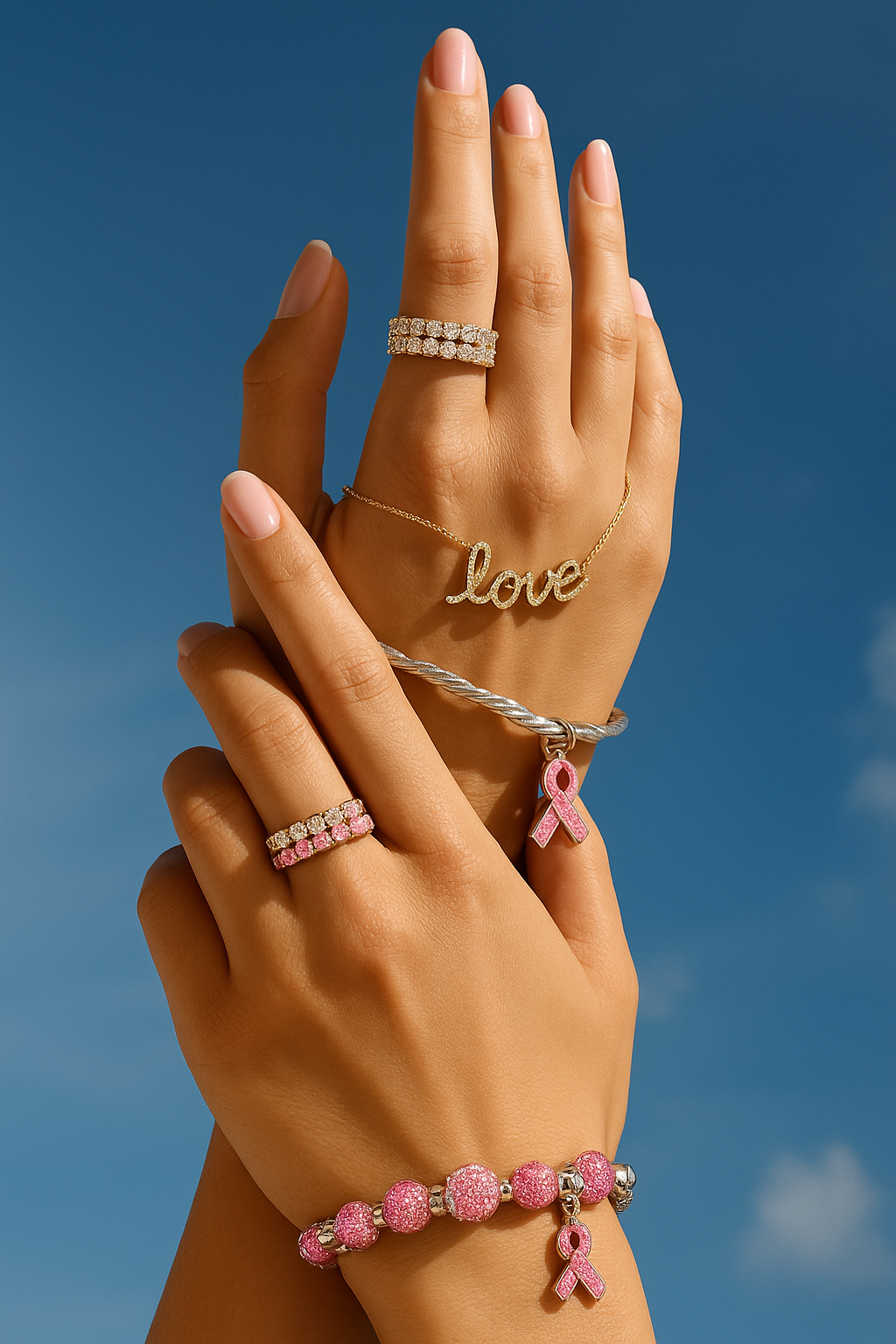 yoga-supreme pinke schleife charm armband schmuckneu