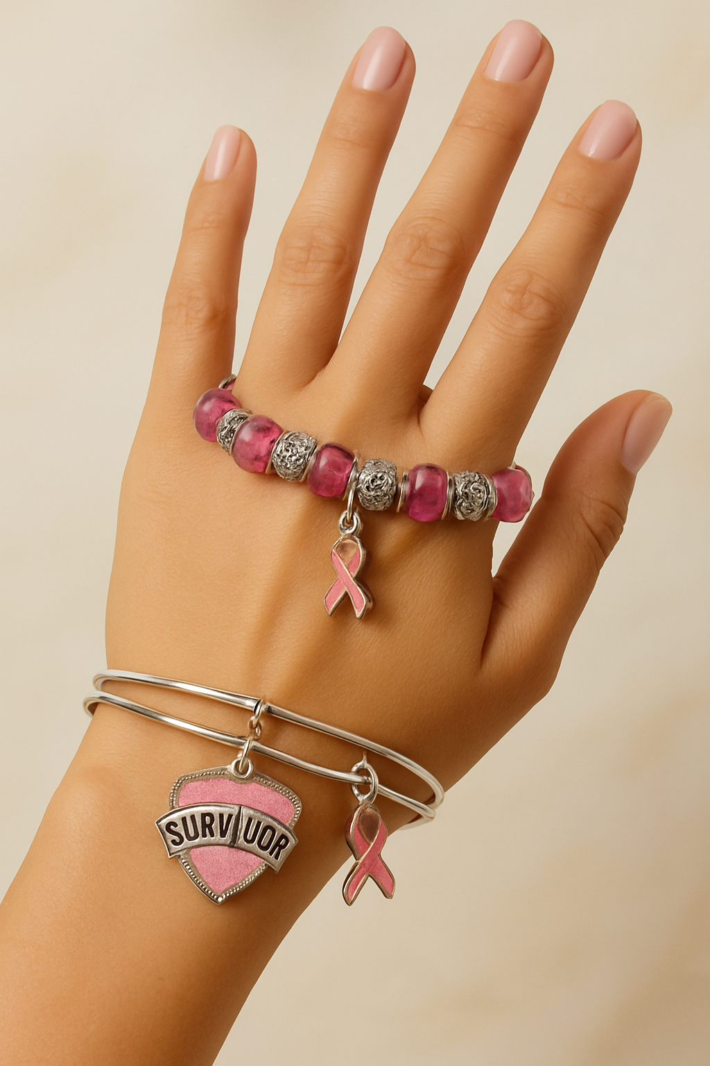yoga-supreme pinke schleife charm armband schmuckneu