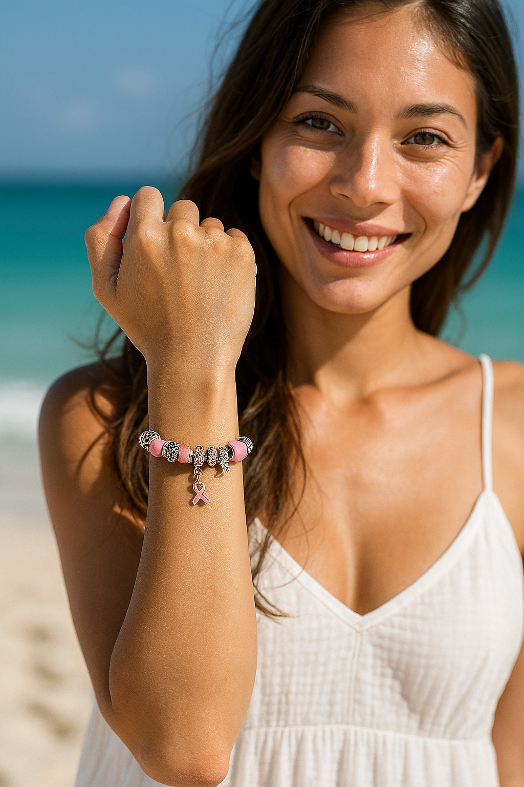 yoga-supreme pinke schleife charm armband schmuckneu