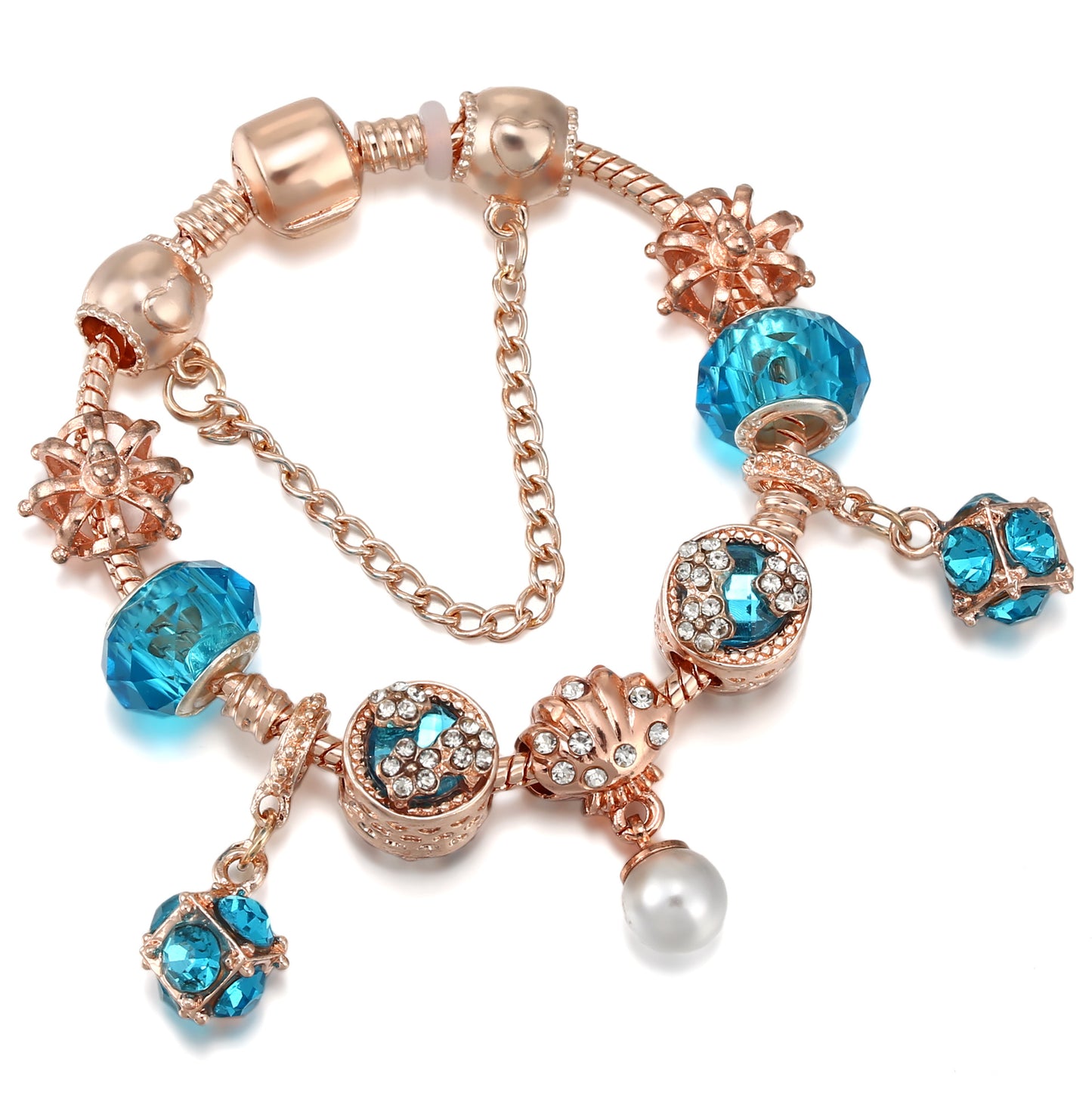 dreamcatcher tassel bracelet – roségoldenes damenarmband mit charms & krone - lunastein