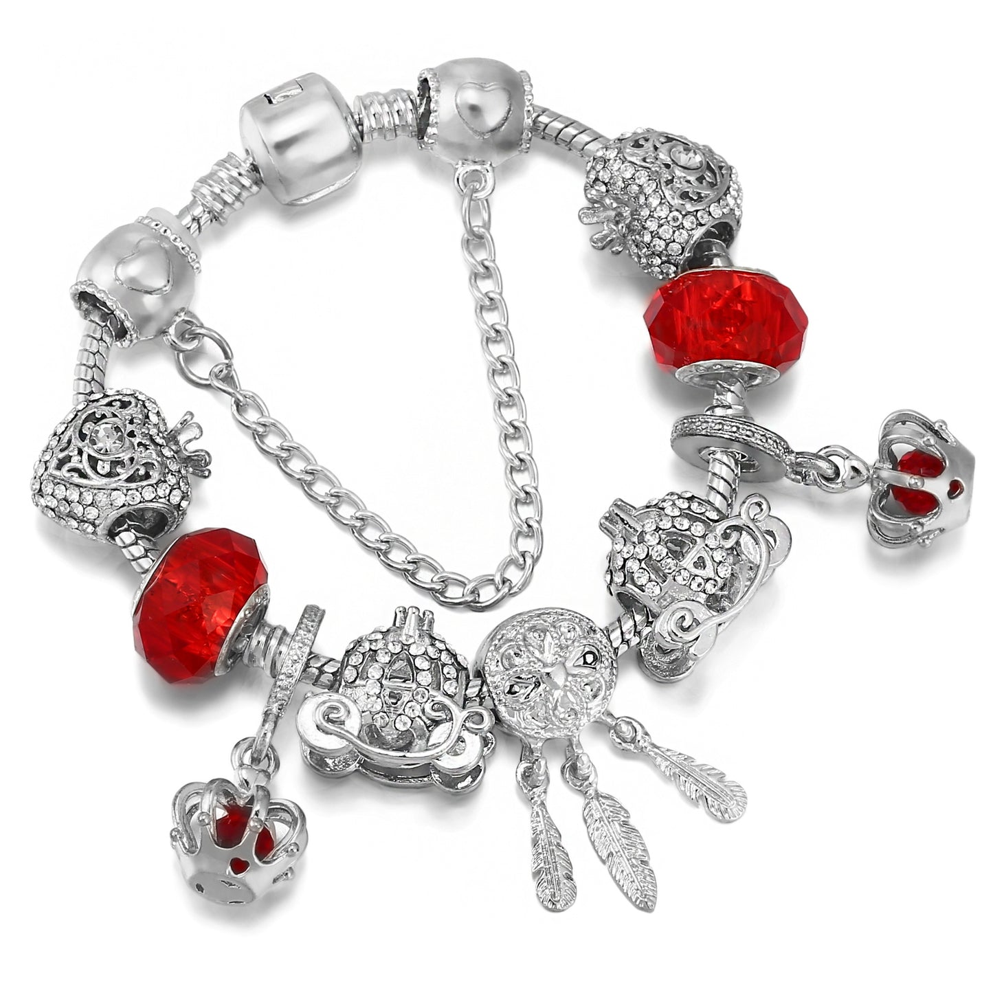 dreamcatcher tassel bracelet – roségoldenes damenarmband mit charms & krone - lunastein