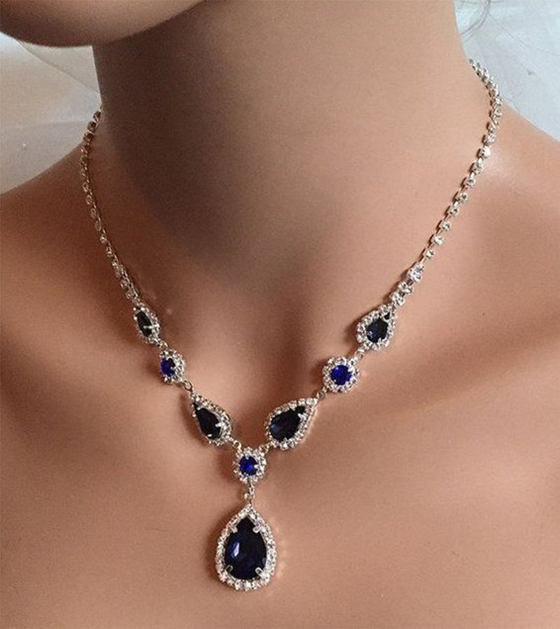 blue zirconia kette – funkelnde damen-halskette mit zirkonia-glanz - lunastein