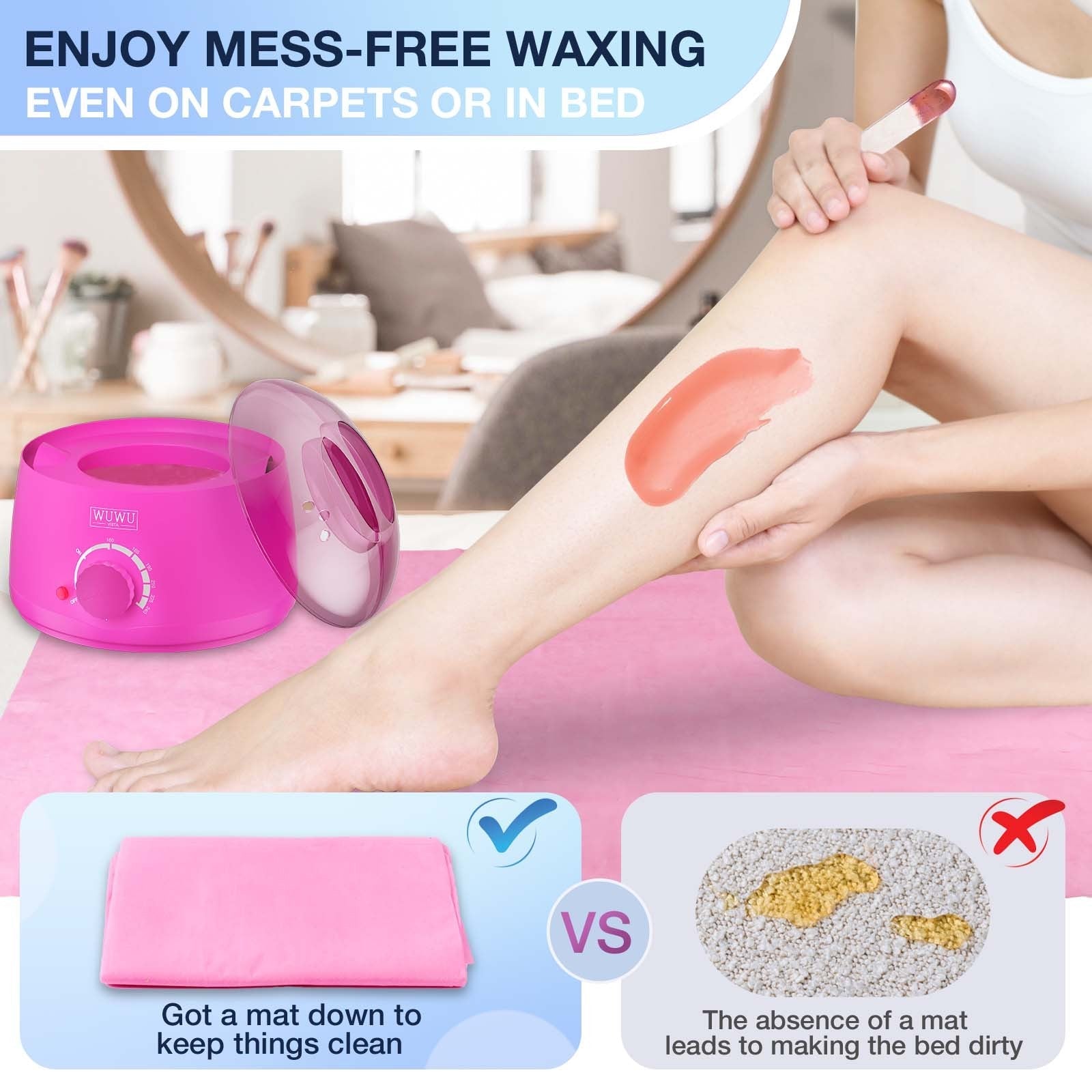 Waxing Kit WUWUVISTA 69 Items Hair Removal Wax Kit With Wax Warmer Waxing Beads For Face, Brazilian, Full Body, Bikini, Sensitiive Skin Skin Suitable For Plugs Of American, European Specification SchmuckNeu