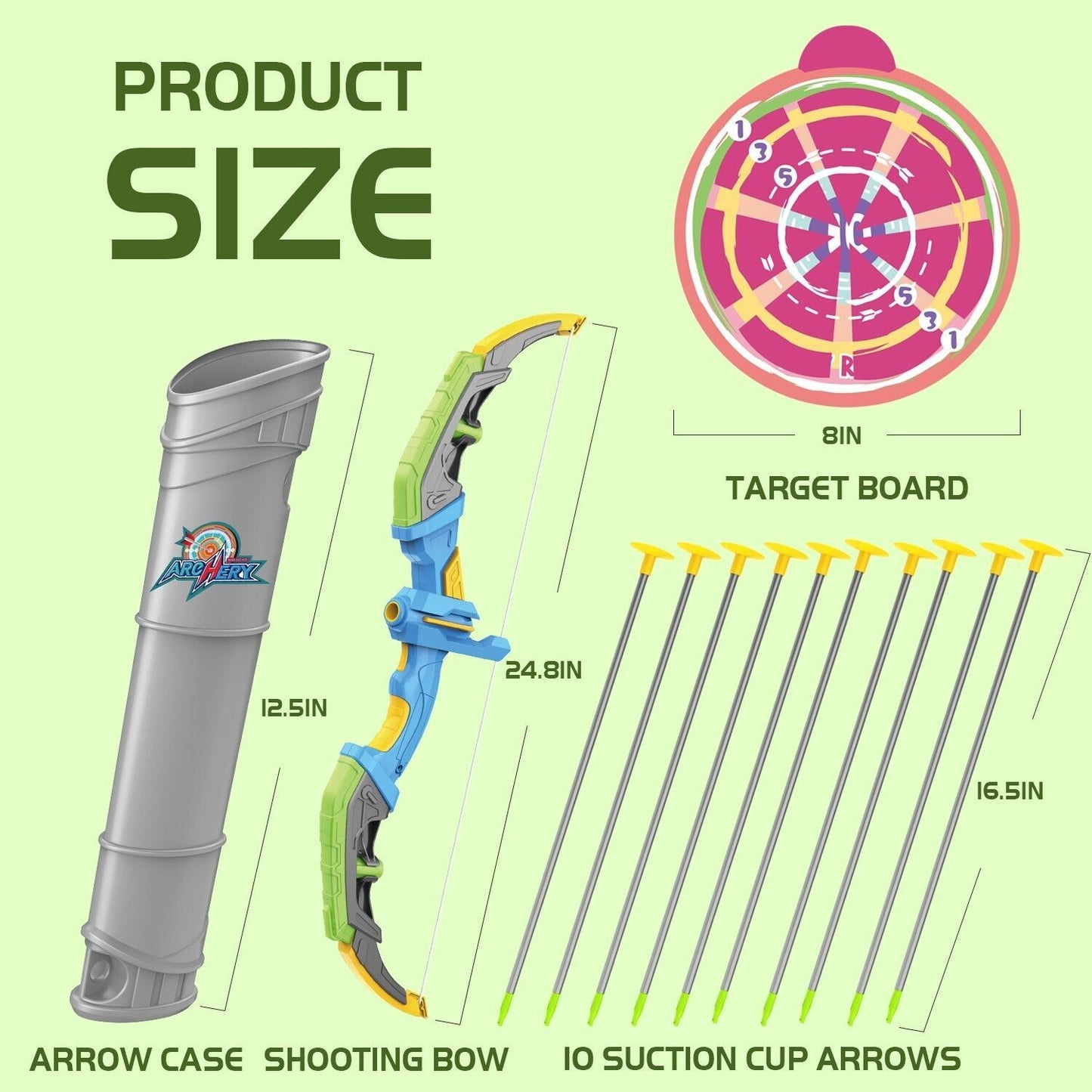 de bow & arrow toy set, led-lit archery toy,10 suction cup arrows, targets and arrow holders, indoor and outdoor children's toys suitable for boys and girls.logistics is randomly sent by dhl,dpd