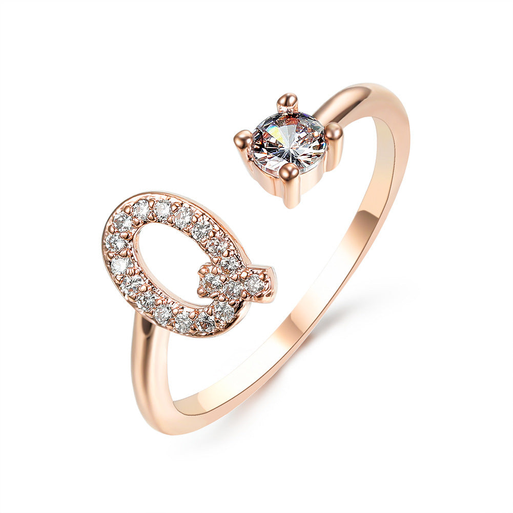 love letter – verstellbarer initialen-ring mit zirkonia in gold, silber oder roségold - lunastein