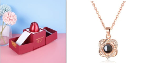 hot valentine's day gifts metal rose jewelry gift box necklace for wedding girlfriend necklace gifts schmuckneu