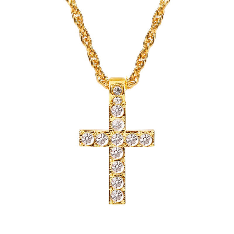 faith sparkle – kreuz-halskette mit kristallbesatz in silber oder gold - lunastein